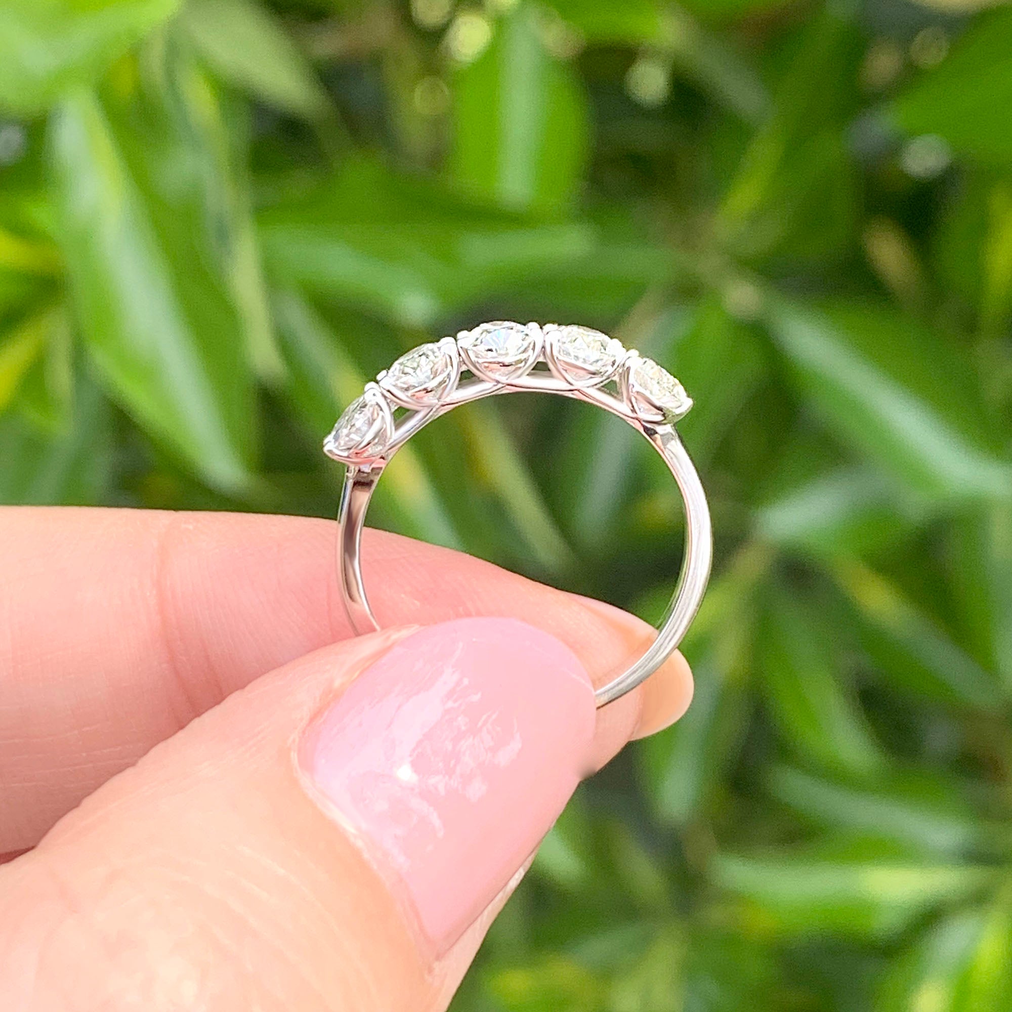1.15 ct. Oval Diamond Five Stone Band Eagle Claw Trellis Style-VIRABYANI